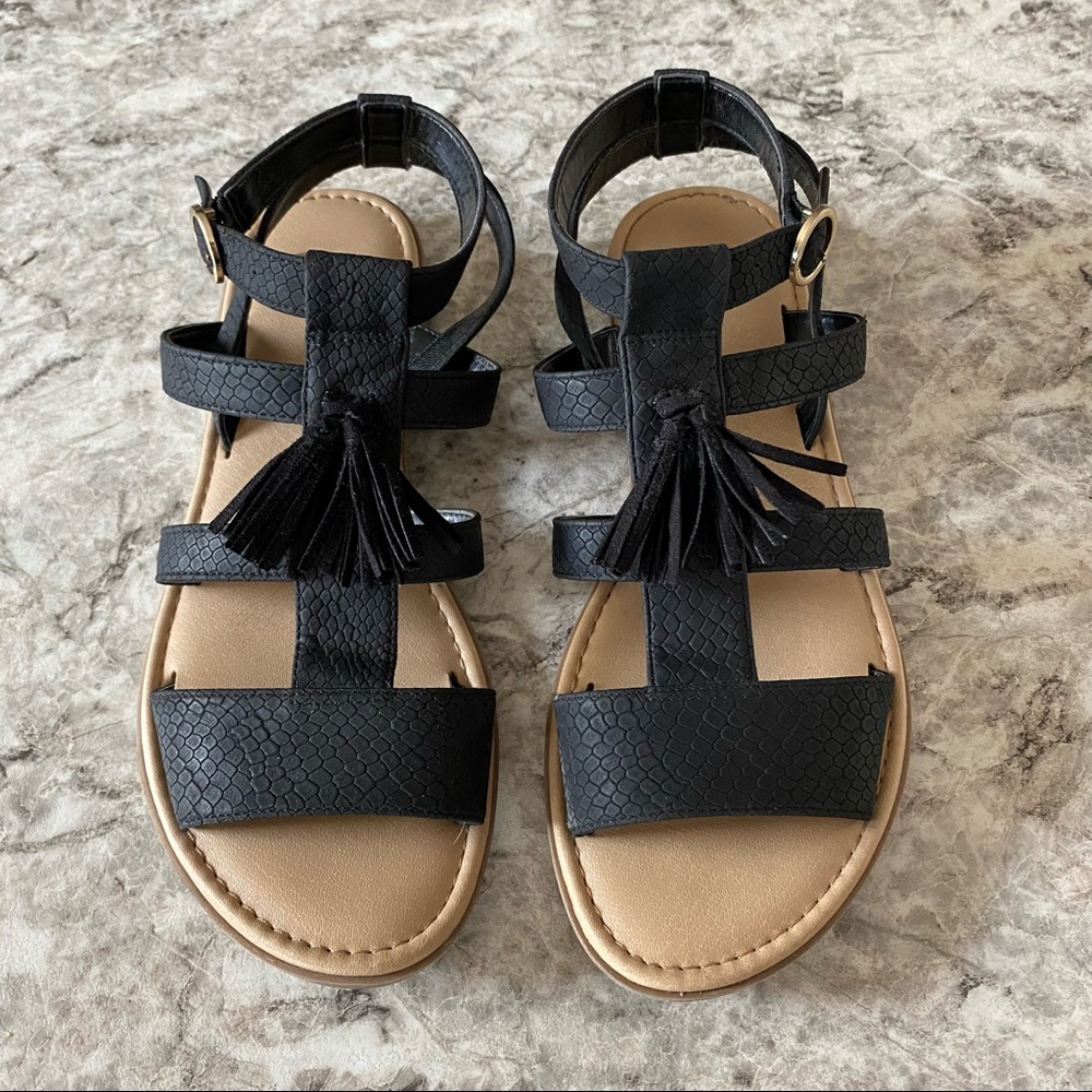 Black Gladiator Sandals Snake Print Dr Scholls